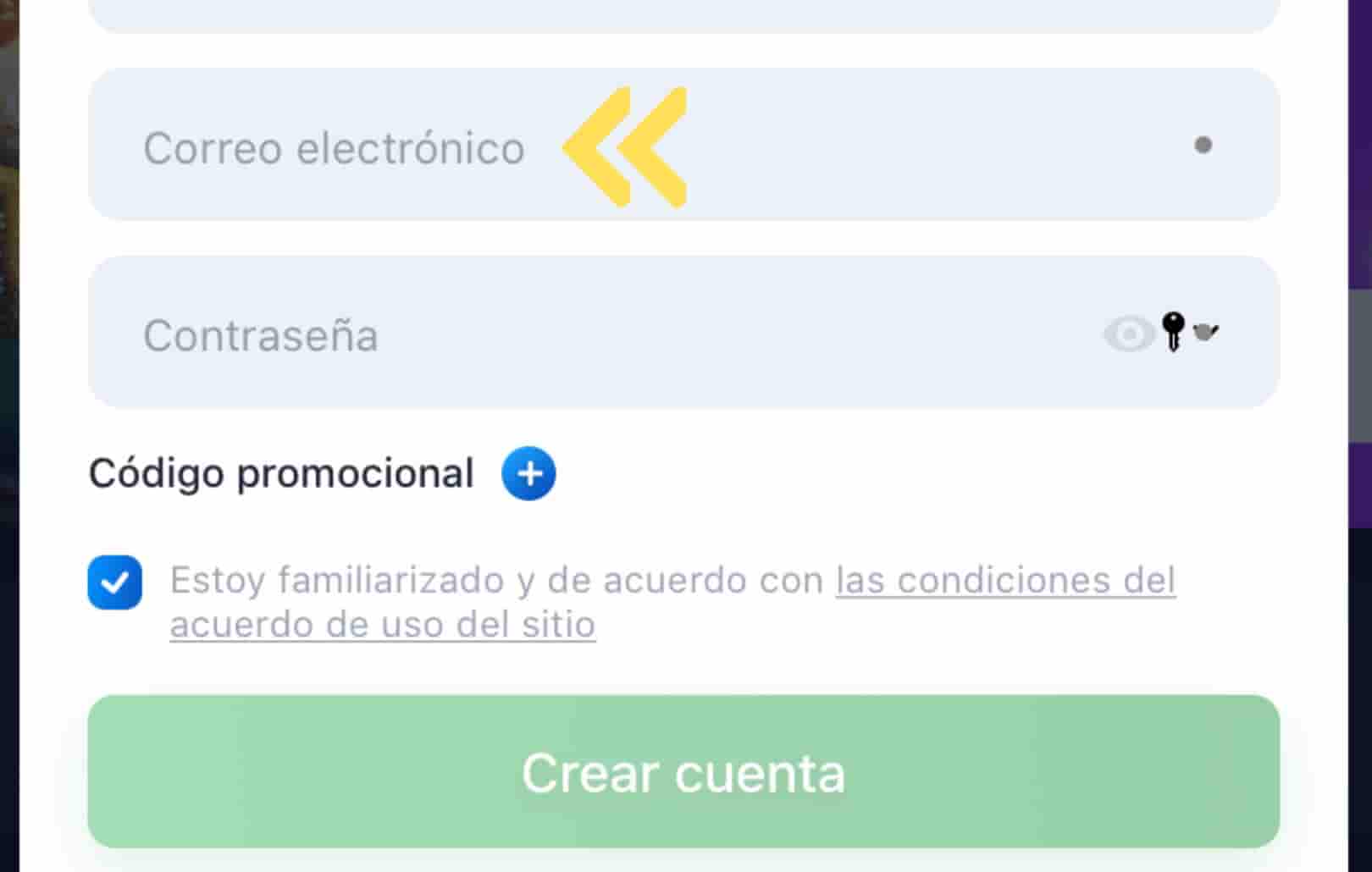 registro por correo electrónico en el sitio 1win México